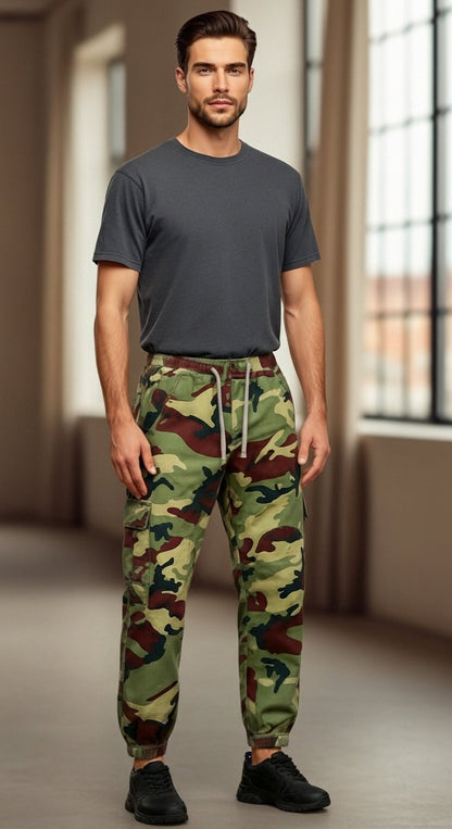 Maxime - Pantaloni Cargo Jogger da Uomo, Stile Militare, Mischia di Cotone