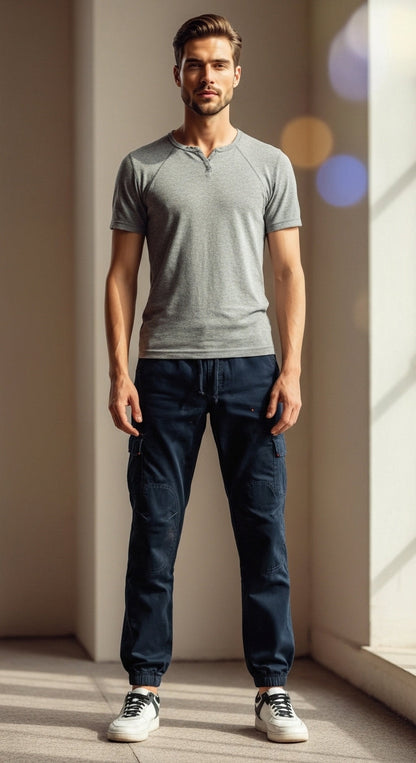 Maxime - Pantaloni Cargo Jogger da Uomo, Stile Militare, Mischia di Cotone