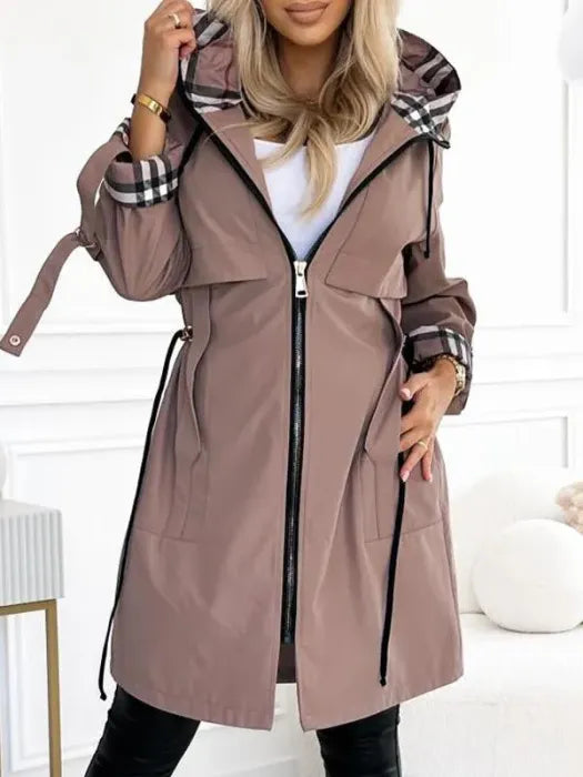 Maelisse - Elegante impermeabile 100 % antivento e impermeabile con fodera stampata