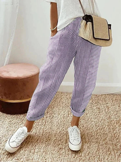 Look estivo casual per donne Pantaloni a righe con taglio morbido e vestibilità comoda