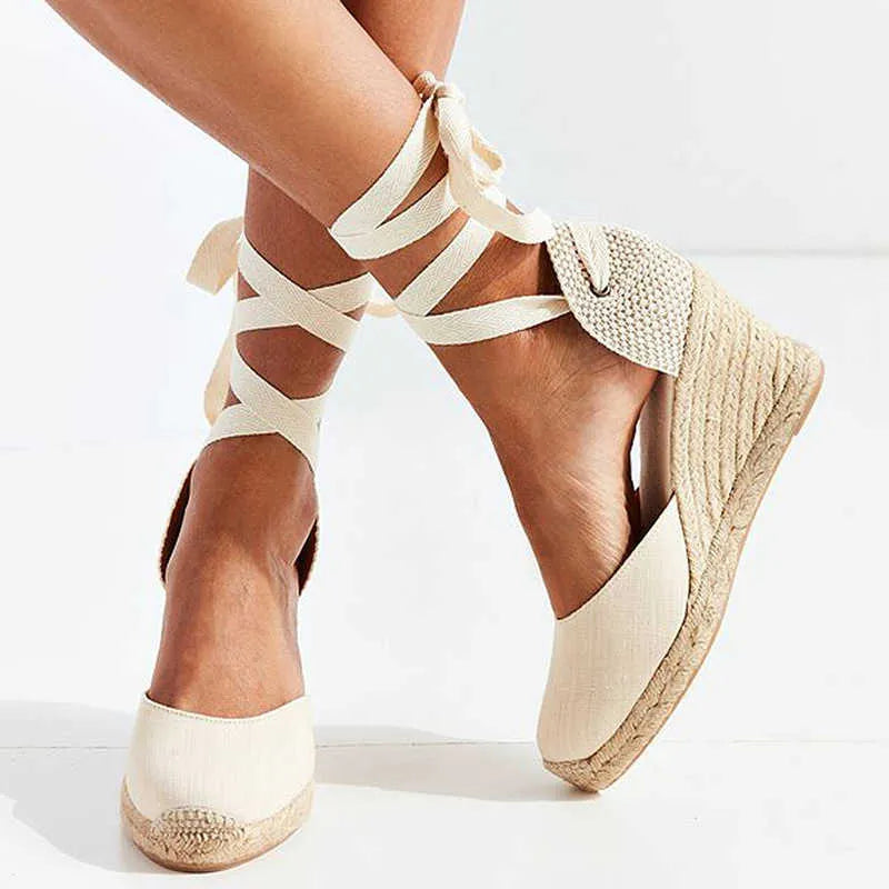 Espadrillas con tacco a cuneo per donne – Sandali estivi con tacco