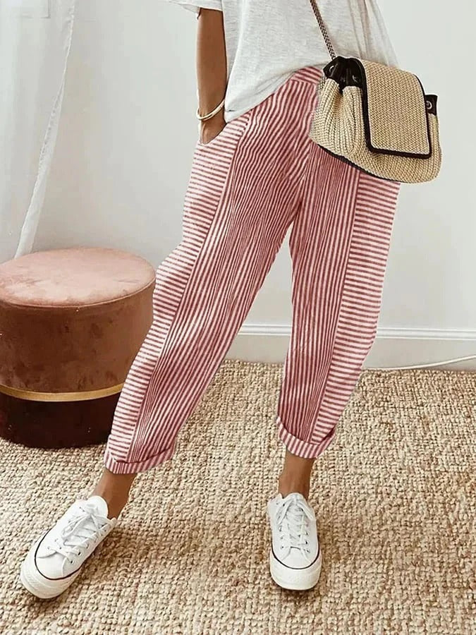 Look estivo casual per donne Pantaloni a righe con taglio morbido e vestibilità comoda