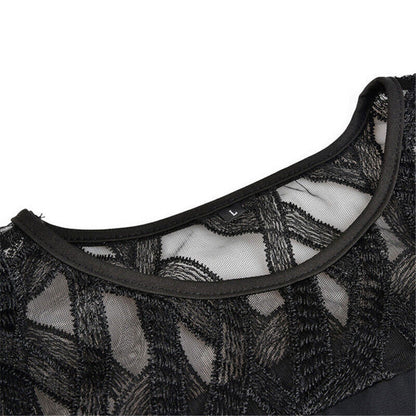 Elegante Abito Midi in Chiffon per Donne – Abito da Sera Lungo con Maniche in Pizzo