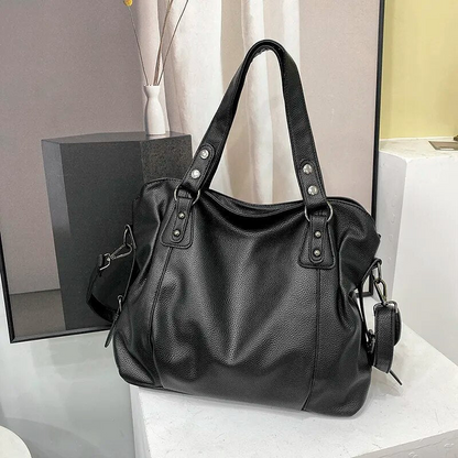 Marine - Grande borsa a mano in pelle morbida