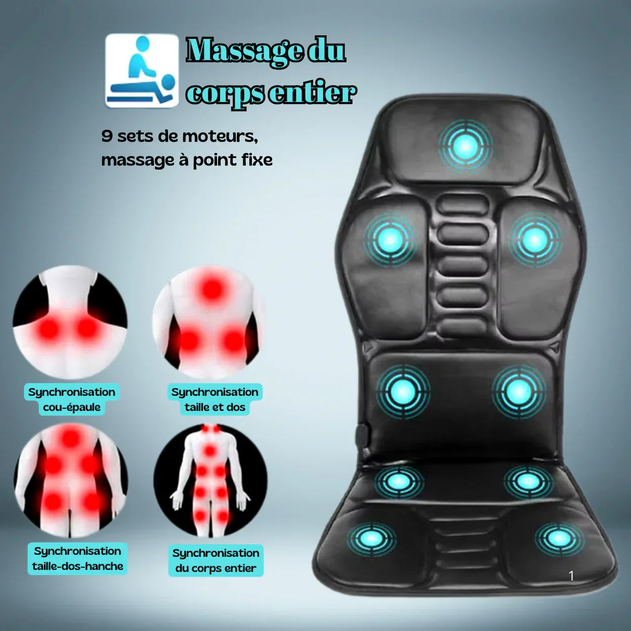 Zenitude - Cuscino Massaggiante Shiatsu Riscaldabile con 8 Modalità