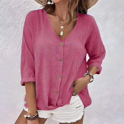 Auriviane - Blusa casual con bottoni per donne
