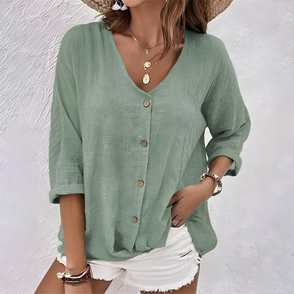 Auriviane - Blusa casual con bottoni per donne