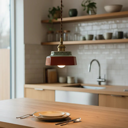 Céralume - Lampada a sospensione in ceramica dipinta a mano — Rame & Colore