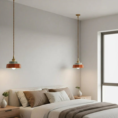 Céralume - Lampada a sospensione in ceramica dipinta a mano — Rame & Colore