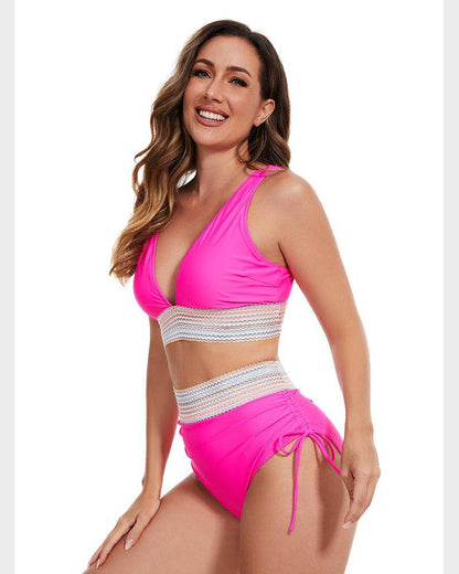 Costume da bagno elegante per donne con pantaloni a vita alta – Scollatura a V e modellante