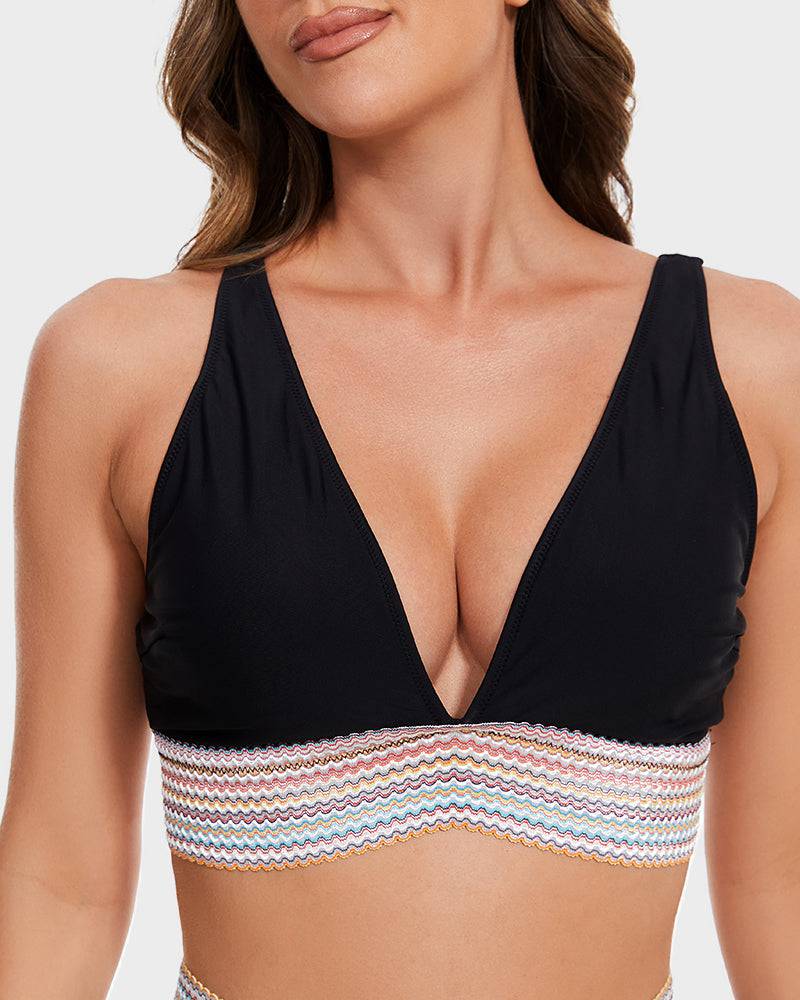 Costume da bagno elegante per donne con pantaloni a vita alta – Scollatura a V e modellante