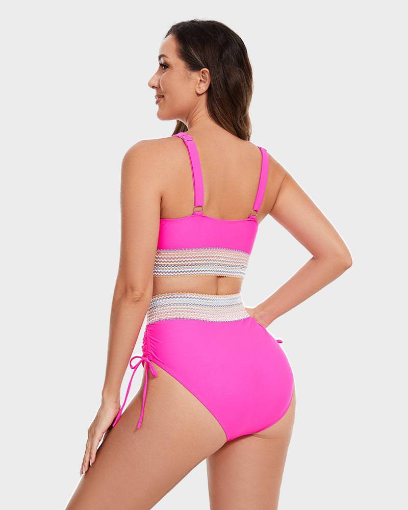 Costume da bagno elegante per donne con pantaloni a vita alta – Scollatura a V e modellante