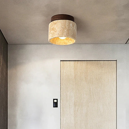 ZenithPierre - Lampada da soffitto giapponese in travertino