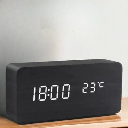BoisSage - Sveglia in vero blocco di legno – WoodWatch – Display LED – Controllo vocale