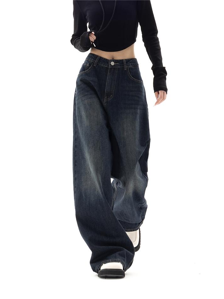 Aelune - Jeans Boyfriend Baggy Vintage degli anni '90 con effetto alta vita per donne