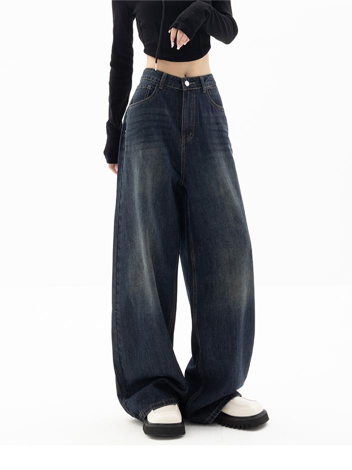 Aelune - Jeans Boyfriend Baggy Vintage degli anni '90 con effetto alta vita per donne