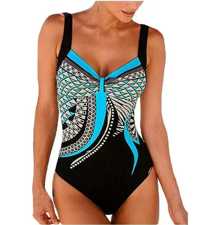 Costume da bagno elegante per donne – Design modellante con stampa e scollo a V