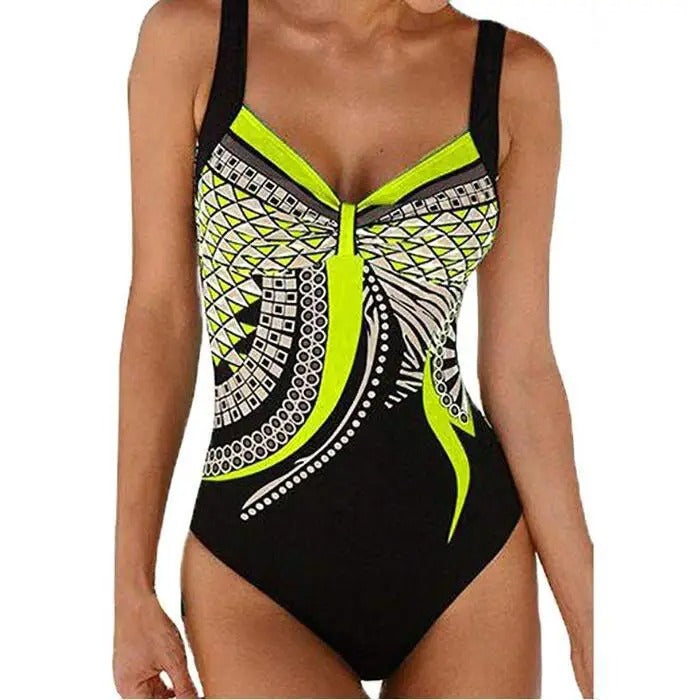 Costume da bagno elegante per donne – Design modellante con stampa e scollo a V