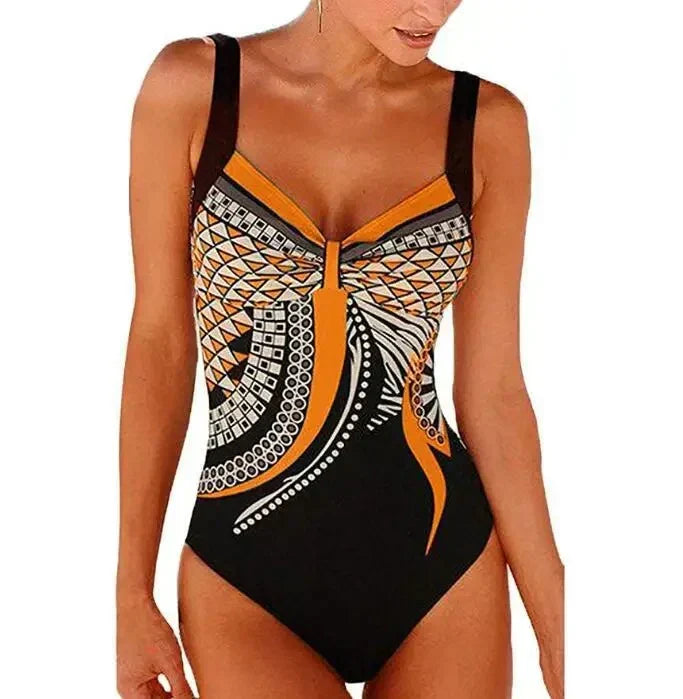 Costume da bagno elegante per donne – Design modellante con stampa e scollo a V