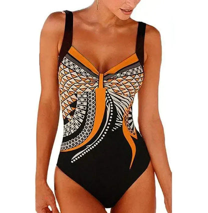Costume da bagno elegante per donne – Design modellante con stampa e scollo a V