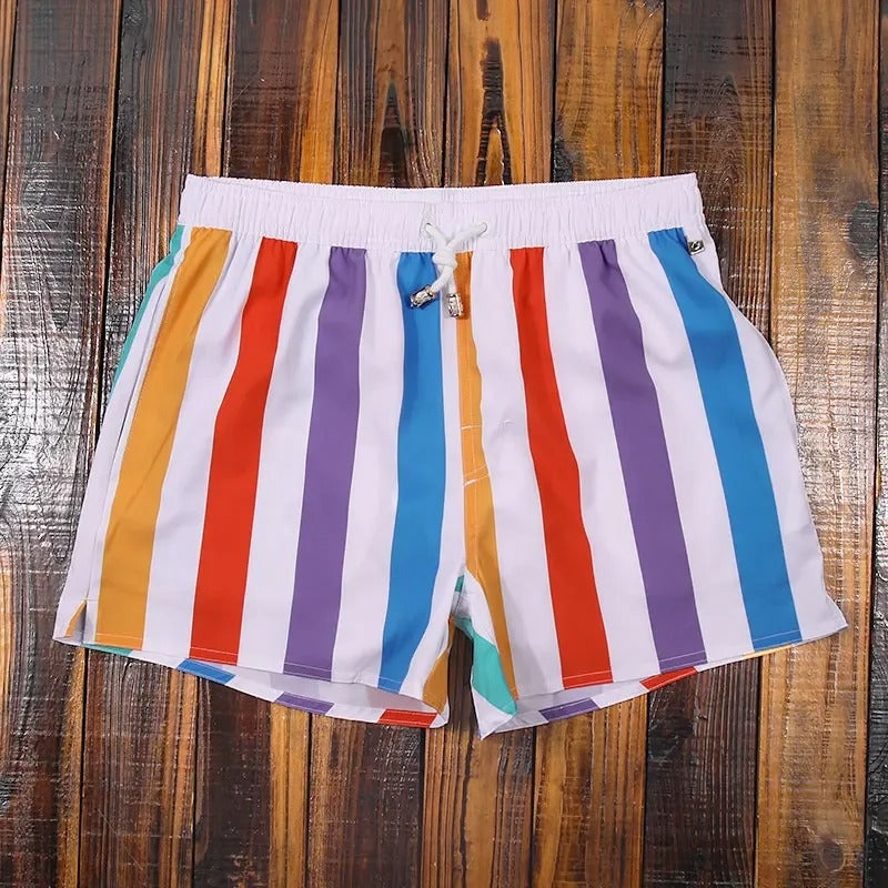 Costume da bagno a righe per uomo – Pantaloni da nuoto a asciugatura rapida in stile estivo moderno
