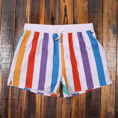 Costume da bagno a righe per uomo – Pantaloni da nuoto a asciugatura rapida in stile estivo moderno