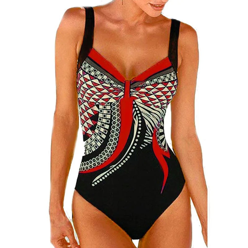 Costume da bagno elegante per donne – Design modellante con stampa e scollo a V