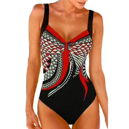 Costume da bagno elegante per donne – Design modellante con stampa e scollo a V