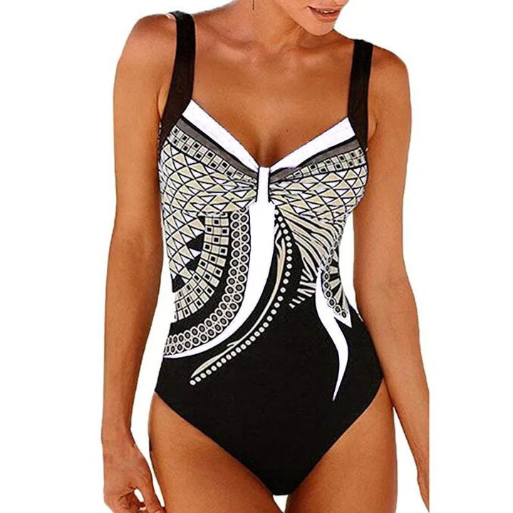 Costume da bagno elegante per donne – Design modellante con stampa e scollo a V