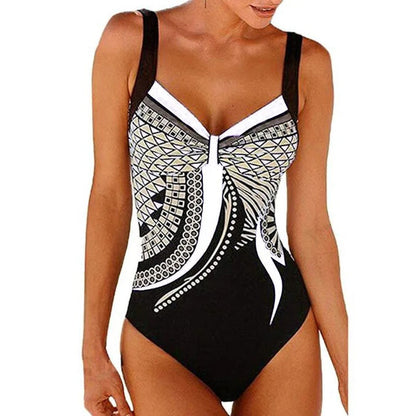 Costume da bagno elegante per donne – Design modellante con stampa e scollo a V