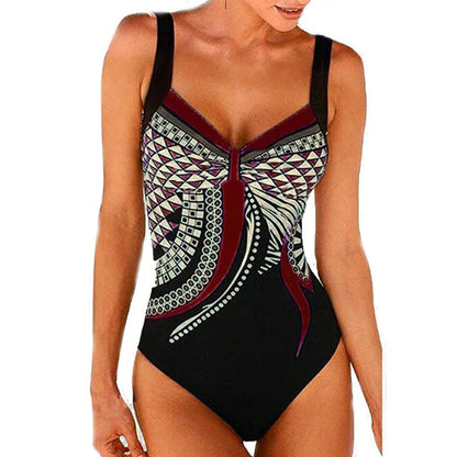 Costume da bagno elegante per donne – Design modellante con stampa e scollo a V