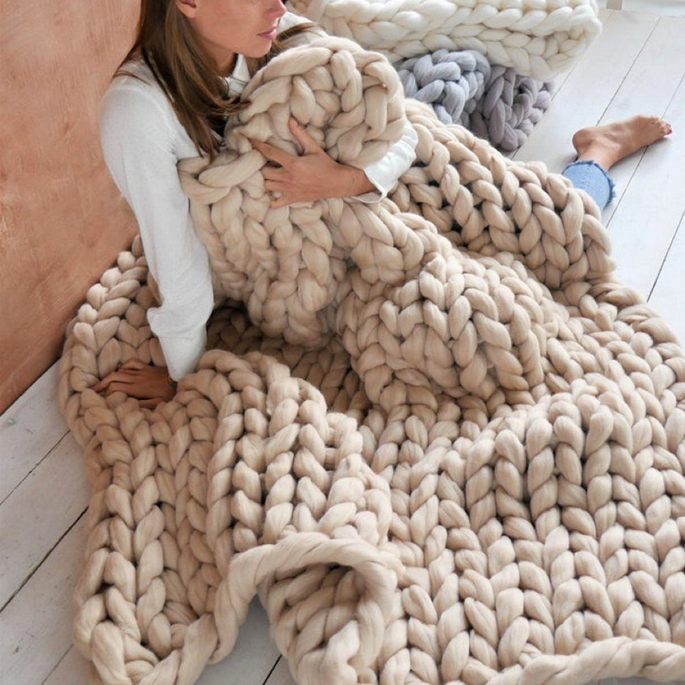 Chunky XL Filato in Lana 1000 Gramm DIY per Lavorare a Maglia una Meravigliosa Coperta Morbida